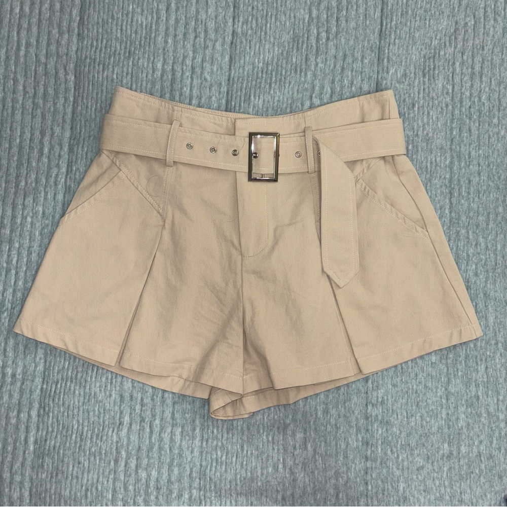Women's Tan Belted Shorts